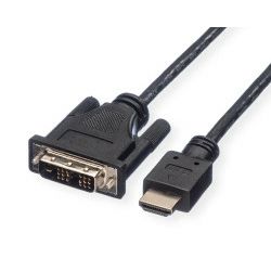 Roline DVI kabel, DVI (18+1) - HDMI, M/M, crni, 1 m