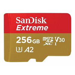 SANDISK Extreme microSDXC 256GB + SD Adp SDSQXAV-256G-GN6MA