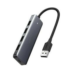 UGREEN USB Hub, USB 3.0 A, 4-portni, micro USB, sivi