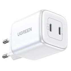 UGREEN 45W Nexode Mini GaN II Tech zidni punjač, 2×USB-C, PD3.0/QC 4.0, bijeli