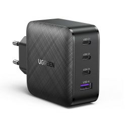 UGREEN 65W GaN II Tech zidni punjač, 1×USB-A/3×USB-C, PD3.0/QC4.0+, crni