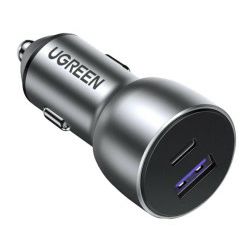 UGREEN auto punjač 52.5W, USB-C+USB-A, PD3.0/QC3.0, sivi