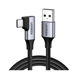 UGREEN USB-C (M) na USB-A (M), kutni 90°, 18W, 3A, pleteni kabel, 1m