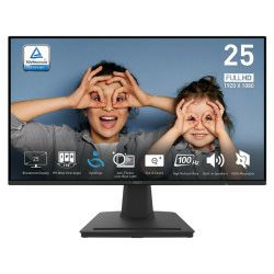 MSI 24.5" PRO MP252 Business Productivity Monitor 1920x1080 FHD, IPS, 100Hz, 1ms, 1300:1, 300 cd/m2, Anti-glare, HDMI/DP/AUDIO, zvučnici, crni 