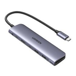 UGREEN USB Hub 7 in1, USB-C na HDMI 4K, USB-C PD 100W, USB-C, 2x USB-A, čitač kartica SD/TF