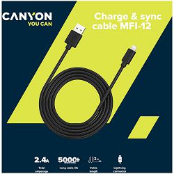 CANYON cable MFI-12 USB-A to Lightning 2m Black