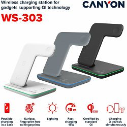 CANYON wireless charger WS-303 15W 3in1 Gray