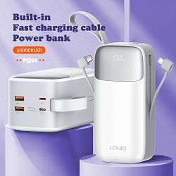 LDNIO POWER BANK 50000mAh 22,5W 5V 3A 2 PORT (2A) + 2 CABLE (1C1L) PQ50 - 6933138601617