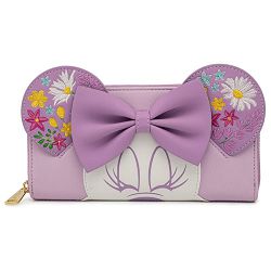 LOUNGEFLY DISNEY MINNIE HOLDING FLOWERS ZIP AROUND WALLET - 671803377158