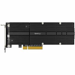 Synology M2D20 Dual-slot M.2 SSD adapter card for cache acceleration; PCIe 3.0 x8; PCIe NVMe; Form Factor 22110 /2280; 5 yr warranty