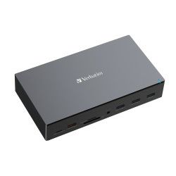 Verbatim CDS-17 portni USB-C Pro Docking Station HDMI do 8K | 2 x HDMI do 4K | 2 x DP | RJ45 | USB-A 3.2 | 2 x USB-A 3.0 | 2 x USB-A 2.0 | USB-C® 3.2 | SD | microSD | Audio | DC napajanje | USB-C Host