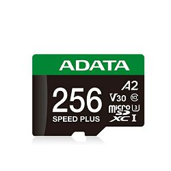 ADATA microSD U3, V30, 180/160MBs, 256GB UD256GUI3V30A2SP-RA1