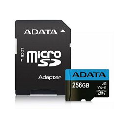 ADATA microSDXC, Class10, 100/25MBs, 256GB AUSDX256GUICL10A1-RA1