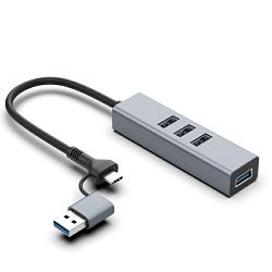 Asonic 2u1 4Port Hub USB 3.0,Tip A/C N-UH344