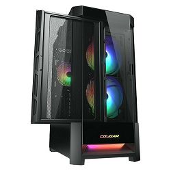 COUGAR | Duoface RGB Black | PC Case | Mid Tower / Airflow Front Panel / 2 x 140mm & 1x 120mm ARGB Fans incl. / TG Left Panel