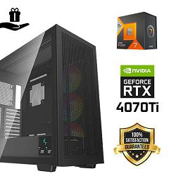 DeepCool Digital Gamer PC (AMD Ryzen 7 7800X3D, 32GB RAM, SSD+HDD, RTX 4070Ti, 850W, Midi ATX) Poklon 