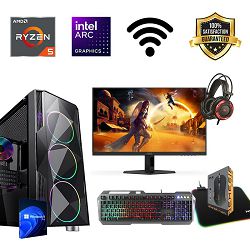 FuturaIT AIO Gaming PC (AMD Ryzen 5 5500, 16GB RAM, SSD 1TB, ARC B580, 600W, Midi ATX) + periferija 