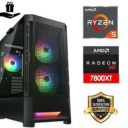 FuturaIT Cougar Gamer PC (AMD Ryzen 5 5600X, 32GB RAM, SSD 1TB, RX 7800XT, 750W, Cougar Case) Poklon 