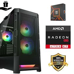 FuturaIT Cougar Gamer PC (AMD Ryzen 5 7500F, 16GB RAM, SSD 1TB, RX 6750XT, 600W, Cougar Case) Poklon 