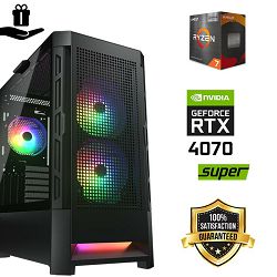 FuturaIT Cougar Gamer PC (AMD Ryzen 7 5700X3D, 32GB RAM, SSD 2TB, RTX 4070S, 750W, Cougar Case) Poklon 