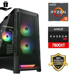 FuturaIT Cougar Gamer PC (AMD Ryzen 5 5600X, 32GB RAM, SSD 1TB, RX 7800XT, 750W, Cougar Case) Poklon 