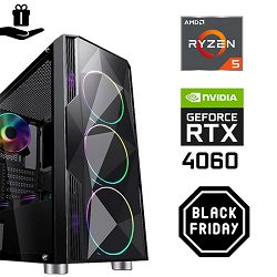 FuturaIT Fighter Gamer PC (AMD Ryzen 5 5600, 16GB RAM, SSD 1TB, RTX 4060, 550W, Midi ATX) 