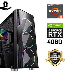 FuturaIT Fighter Gamer PC (AMD Ryzen 5 5600, 16GB RAM, SSD 1TB, RTX 4060, 550W, Midi ATX) 