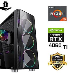 FuturaIT Fighter Gamer PC (AMD Ryzen 5 5600, 16GB RAM, SSD 512GB, RTX 4060Ti, 650W, Midi ATX) Poklon 