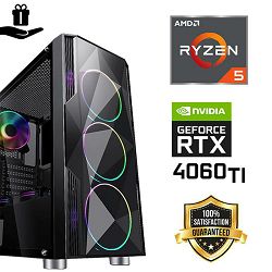 FuturaIT Fighter Gamer PC (AMD Ryzen 5 5600X, 32GB RAM, SSD 1TB, RTX 4060Ti, 650W, Midi ATX) Poklon 