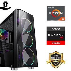 FuturaIT Fighter GamerPC (AMD Ryzen 5 5500, 16GB RAM, SSD 512GB, RX 7600, 550W, Midi ATX) Poklon 