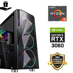 FuturaIT Fighter GamerPC (AMD Ryzen 5 5600, 16GB RAM, 512GB, RTX 3060, 650W, Midi Case) Poklon 