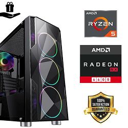 FuturaIT Fighter GamerPC (AMD Ryzen 5 5600, 16GB RAM, SSD 512GB, RX 6600, 550W, Midi Case) Poklon 