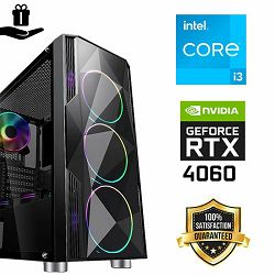 FuturaIT Fighter GamingPC (Intel i3 12100F, 16GB RAM, SSD 500GB, RTX 4060, 550W, Midi ATX) 