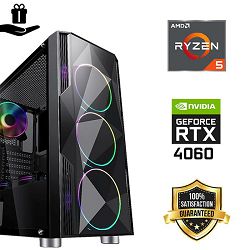 FuturaIT Fighter GamingPC (AMD Ryzen 5 5600, 16GB RAM, SSD 1TB, RTX 4060, 550W, Midi ATX) 