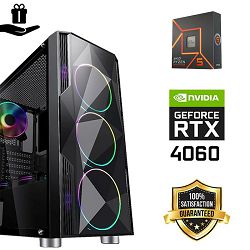 FuturaIT Fighter GamingPC (AMD Ryzen 5 7500F, 16GB RAM, SSD 1TB, RTX 4060, 550W, Midi ATX) 