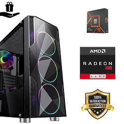 FuturaIT Fighter GamingPC (AMD Ryzen 5 7500F, 16GB RAM, SSD 500GB, RX 6600, 550W, Midi ATX) 