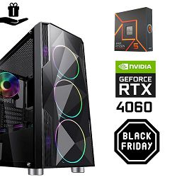 FuturaIT Fighter GamerPC (AMD Ryzen 5 7500F, 16GB RAM, SSD 1TB, RTX 4060, 650W, Midi ATX) 