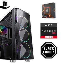 FuturaIT Fighter GamerPC (AMD Ryzen 5 7500F, 16GB RAM, SSD 1TB, RX 6600, 650W, Midi ATX)  