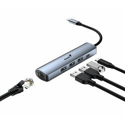 Genius UH-545, 5-u-1 USB 3.0 hub + Ethernet 31240004400