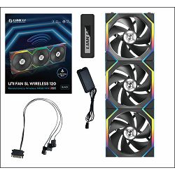 Lian Li UNI FAN SL Wireless ARGB PWM Fan, 3pcs Pack incl. Contr. - 120mm, Crni