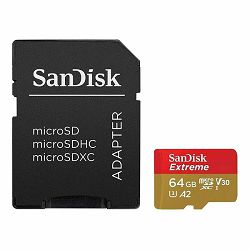 MEM SD MICRO 64GB Sandisk Extreme, A1, V30, U3 + A SDSQXAH-064G-GN6MA