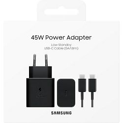 Samsung brzi kućni punjač 45W+USB Type-C kabe,crni EP-T4511XBEGEU