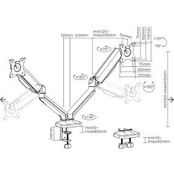 SBOX nosač s oprugom,2 monitora,17"-32",do 2x9kg LCD-S024-2