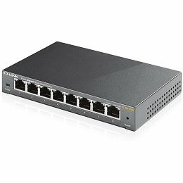 TP-Link TL-SG108E 8-Port Gigabit Easy Smart Switch, 8 x 10/100/1000Mbps RJ45 ports, MTU/Port/Tag-based VLAN, QoS, IGMP Snooping, Port Mirroring, Loop Prevention, Cable Diagnostics, Storm Control, meta
